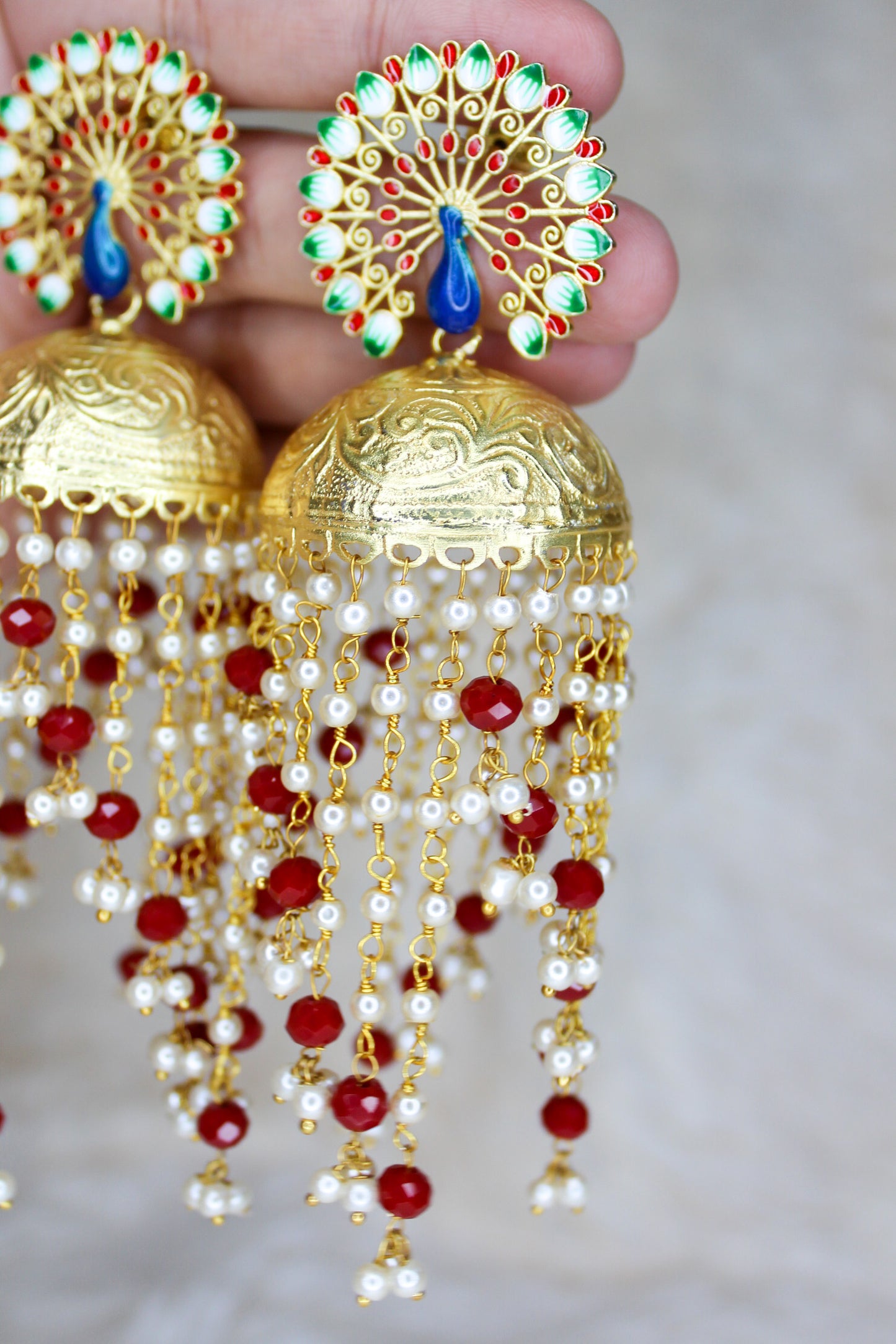 Traditional Indian Jewellery | Beautiful Peacock Danglers by Creative Jewels