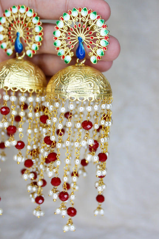 Traditional Indian Jewellery | Beautiful Peacock Danglers by Creative Jewels