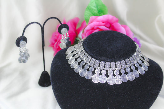 Enhance Your Neckline with Oxidized Choker Set by Creative Jewels
