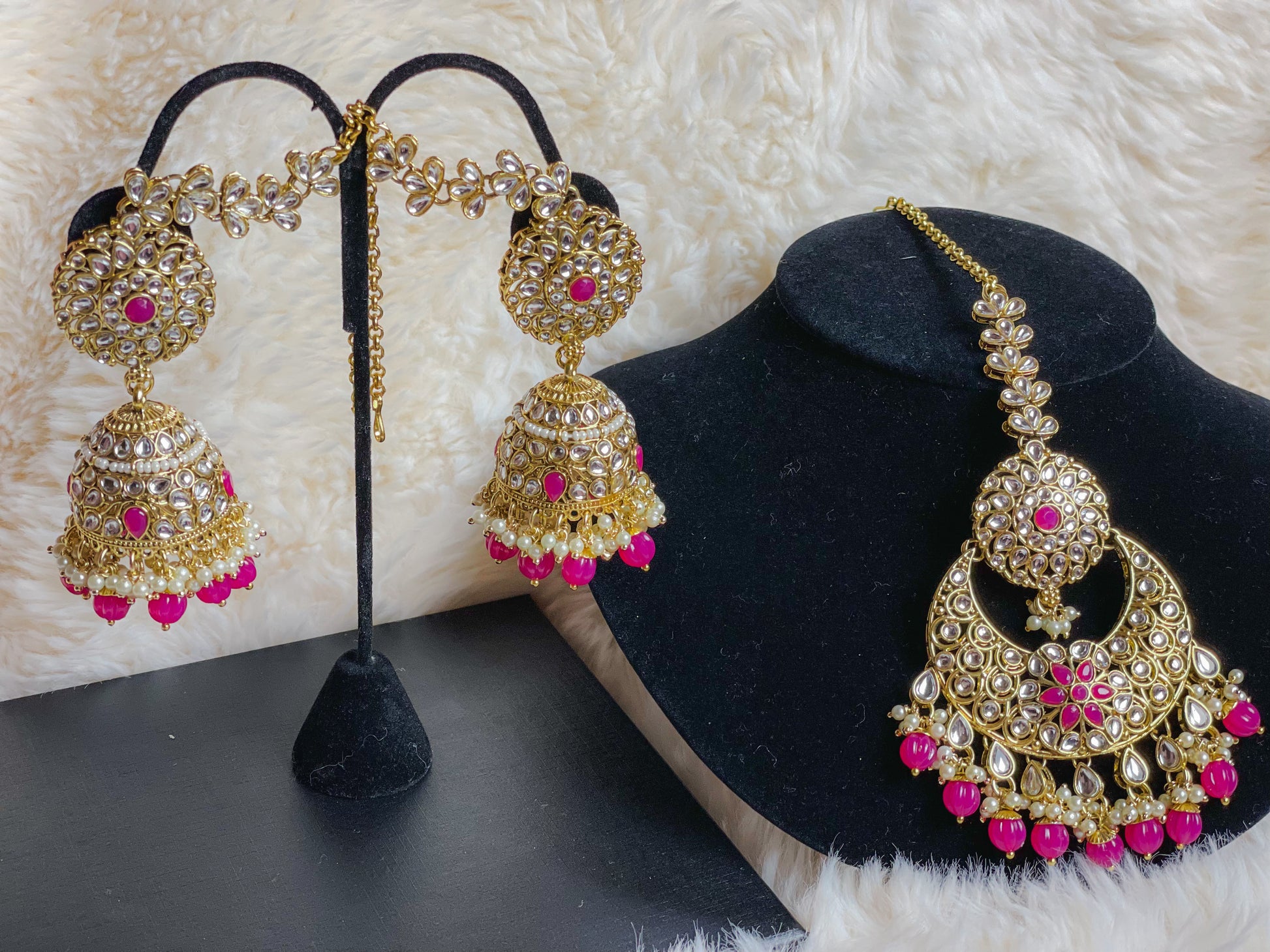 Kundan Jhumki and Tikka Set