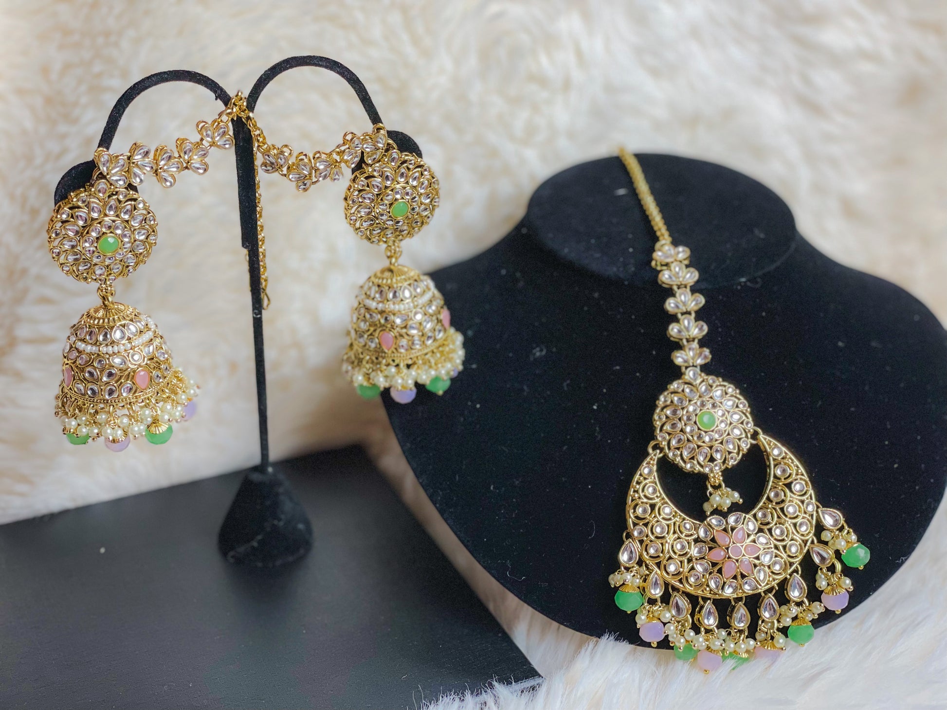 Kundan Jhumki and Tikka Set