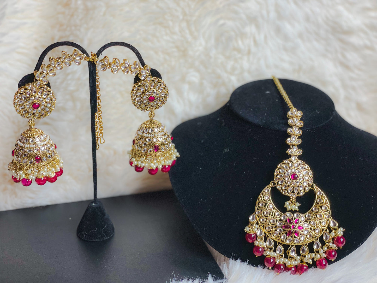 Kundan Jhumki and Tikka Set