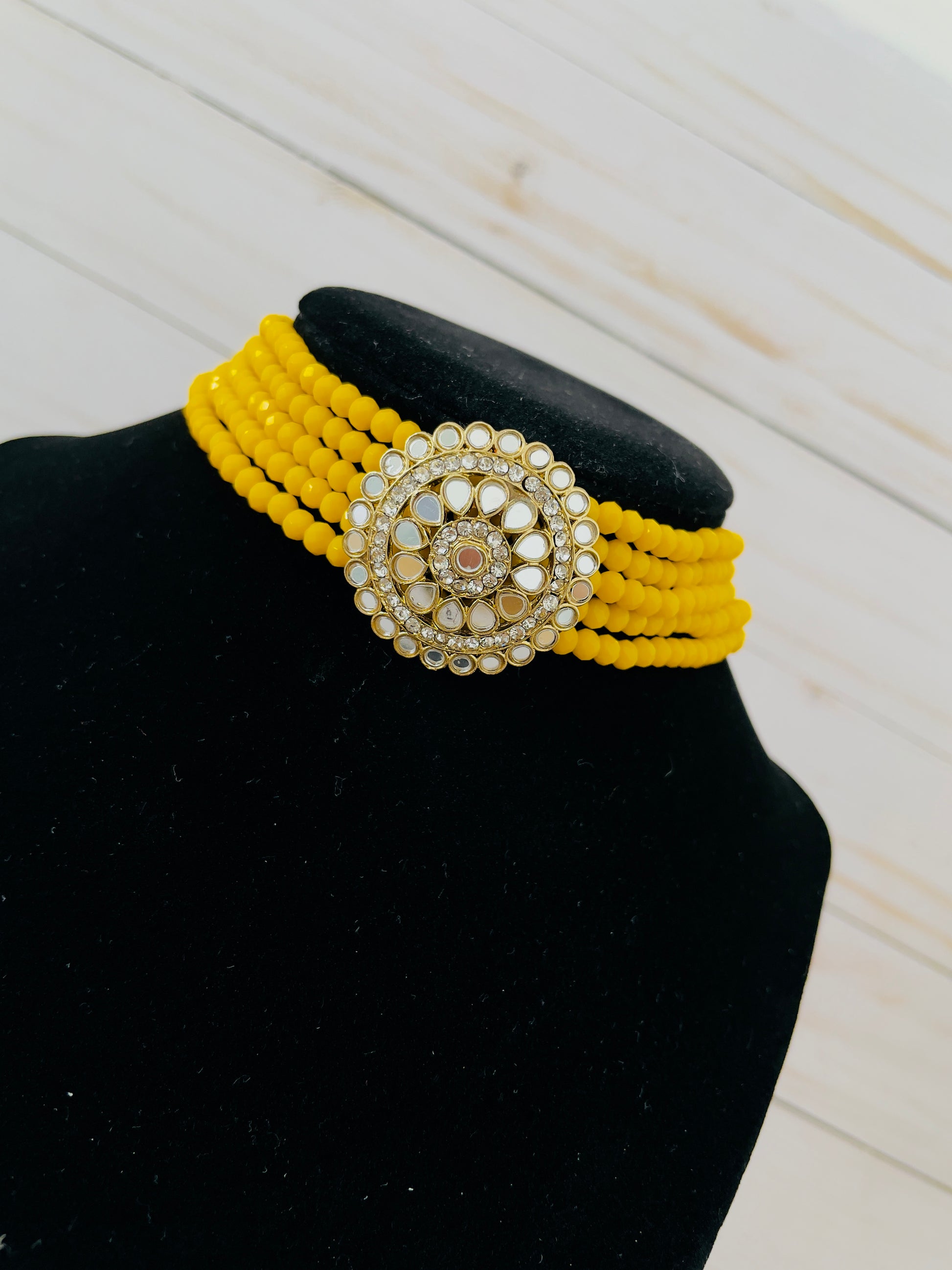 Reflective Elegance: Mirror Choker Set with Jhumkas by Creative Jewels