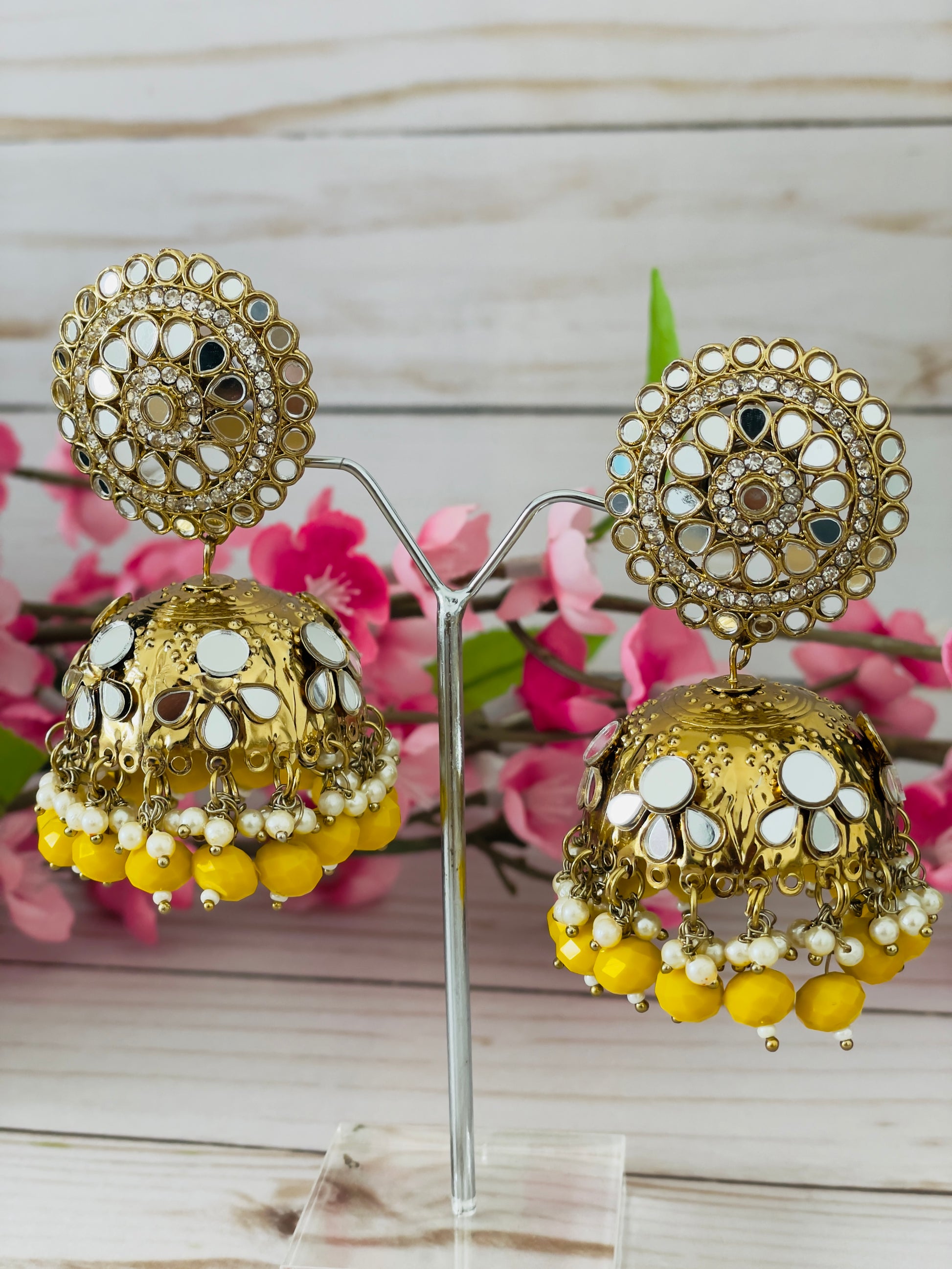 Reflective Elegance: Mirror Choker Set with Jhumkas by Creative Jewels