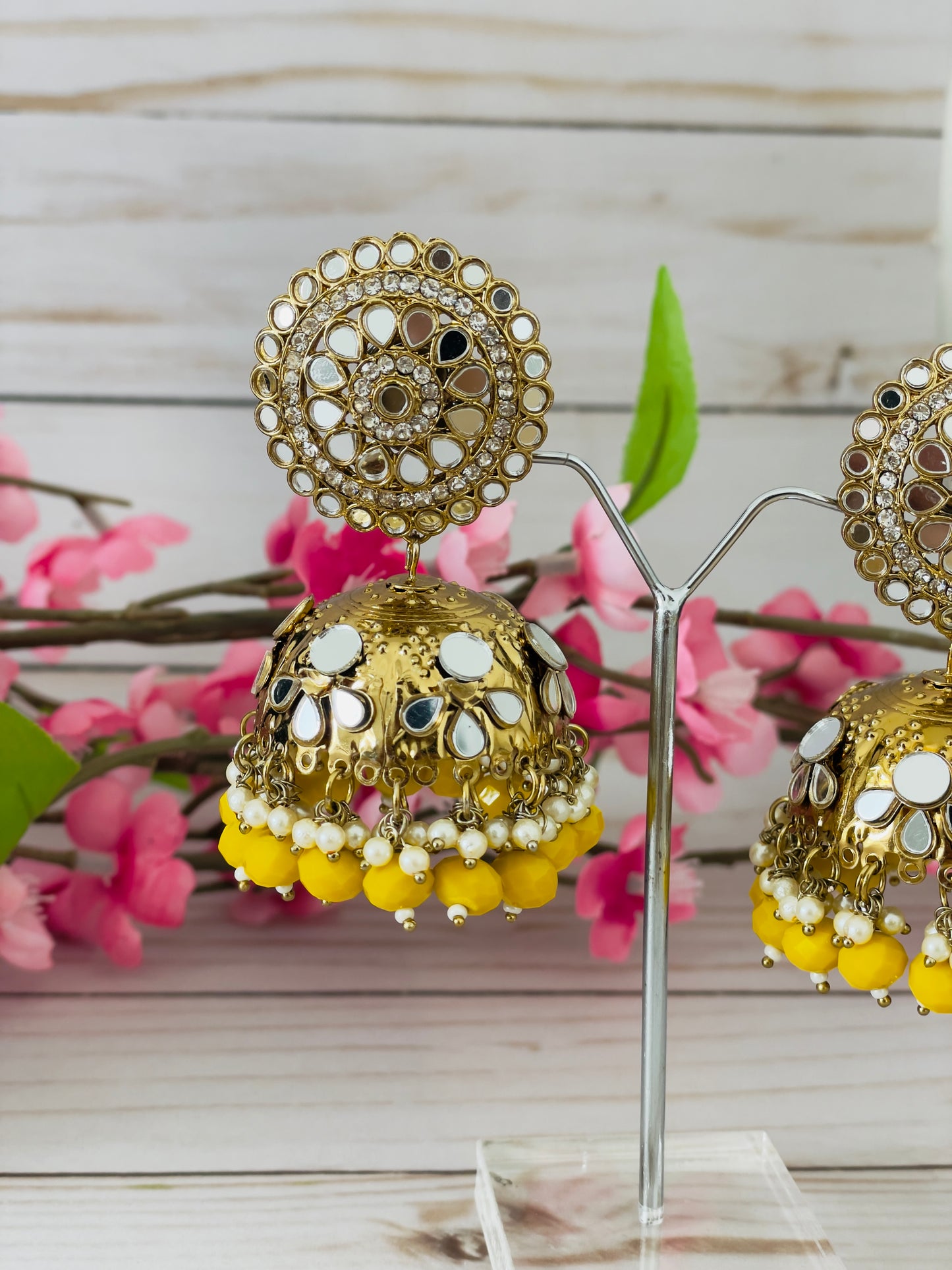 Reflective Elegance: Mirror Choker Set with Jhumkas by Creative Jewels